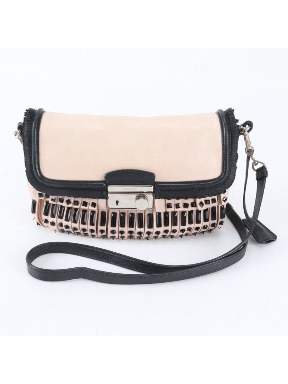 Prada Bijou Embroidery Leather Shoulder Bag Crossbody Hand